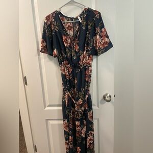 Beautiful dark green floral jumpsuit